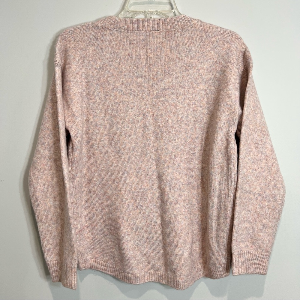 ModCloth Sweater Pink Multicolor Knit Wool Blend Sequin Stars V-neck Shirt XS - Picture 5 of 8